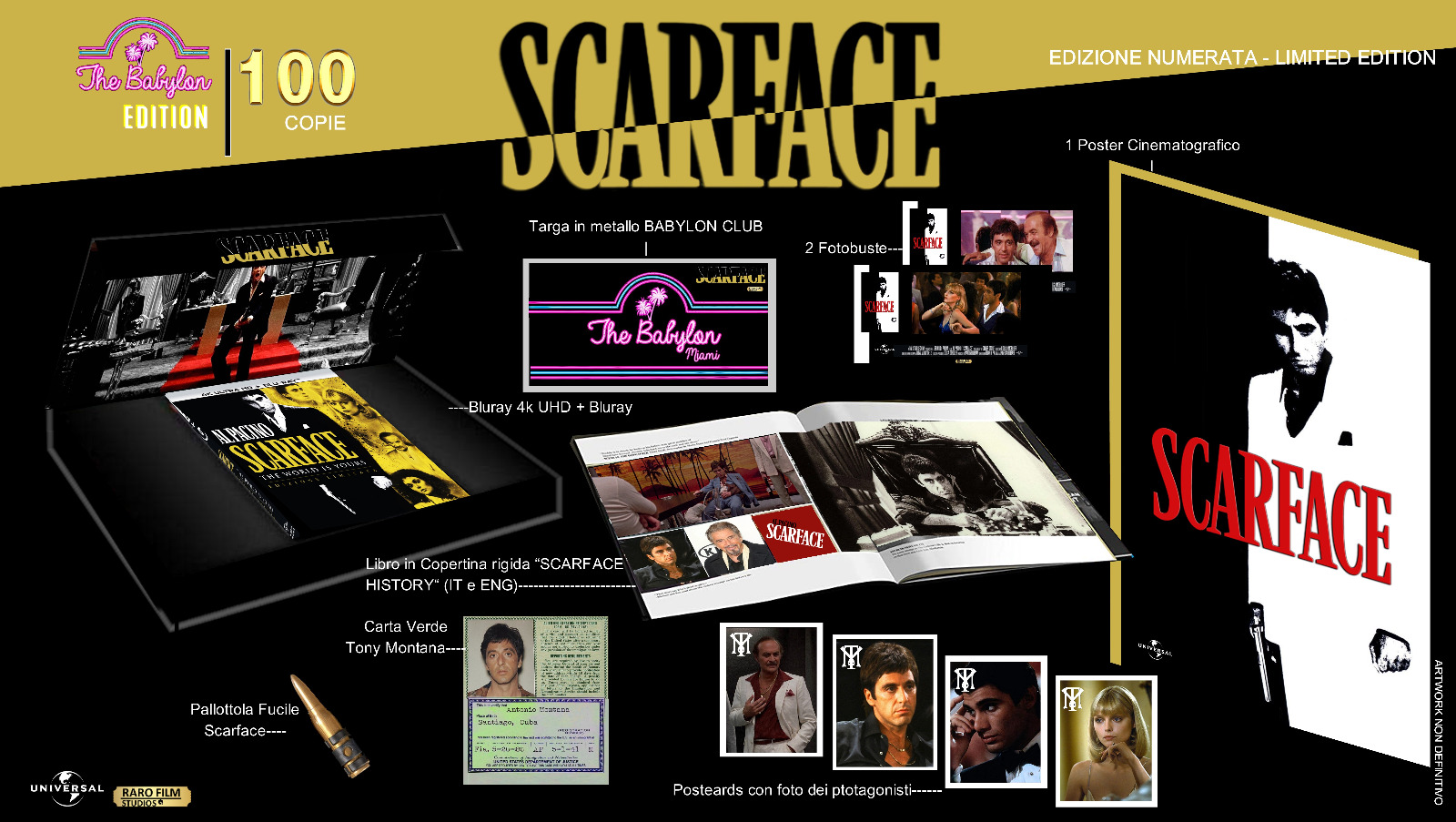 Scarface - Babylon Ed. (4K Ultra HD + Blu-Ray Disc + Poster + 4 Cards + Book) — Edizioni Speciali & Limitate